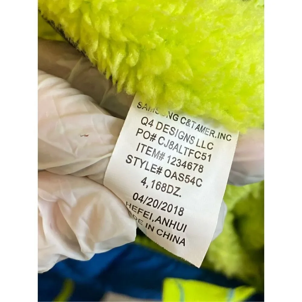SNOZU Blue\Green Baby Puffer Snowsuit Faux Fur Insulated Polyester Baby Size 18